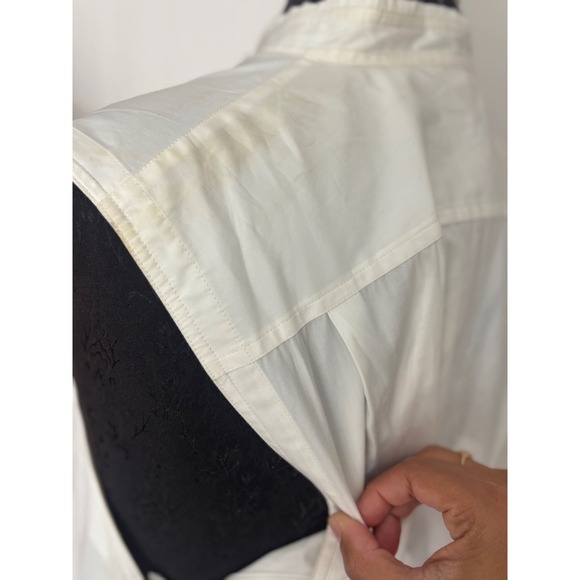 Helmut LangWhite Sleeveless Top Tunic Shirt Dress Tie Back Mandarin CollarPocket - Picture 9 of 16